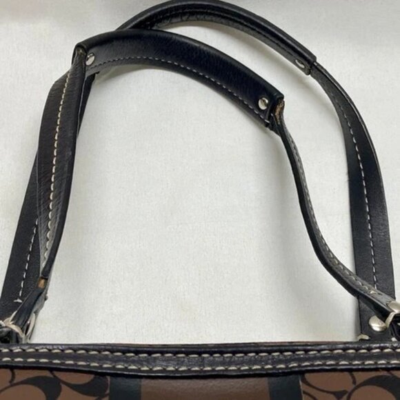 Coach Chelsea Heritage Tote F15137 Signature Stripe Black Brown Leather Handbag - Picture 8 of 16